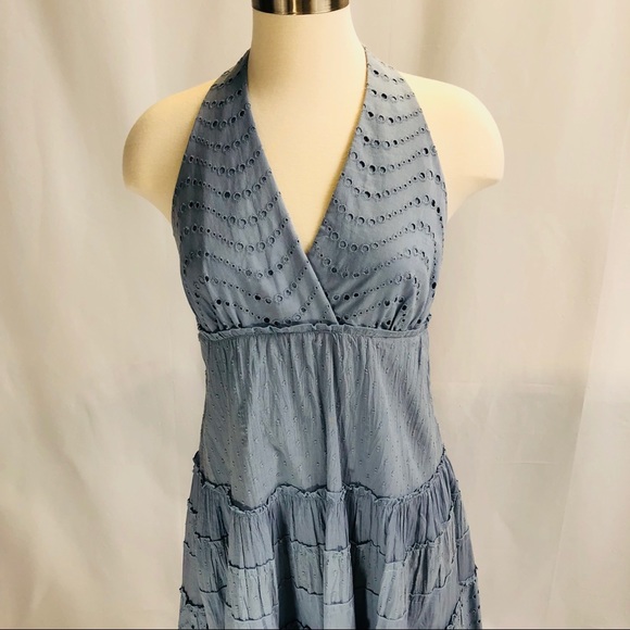 NWOT BCBGMAXAZRIA Gorgeous Blue Halter Dress - Picture 4 of 8
